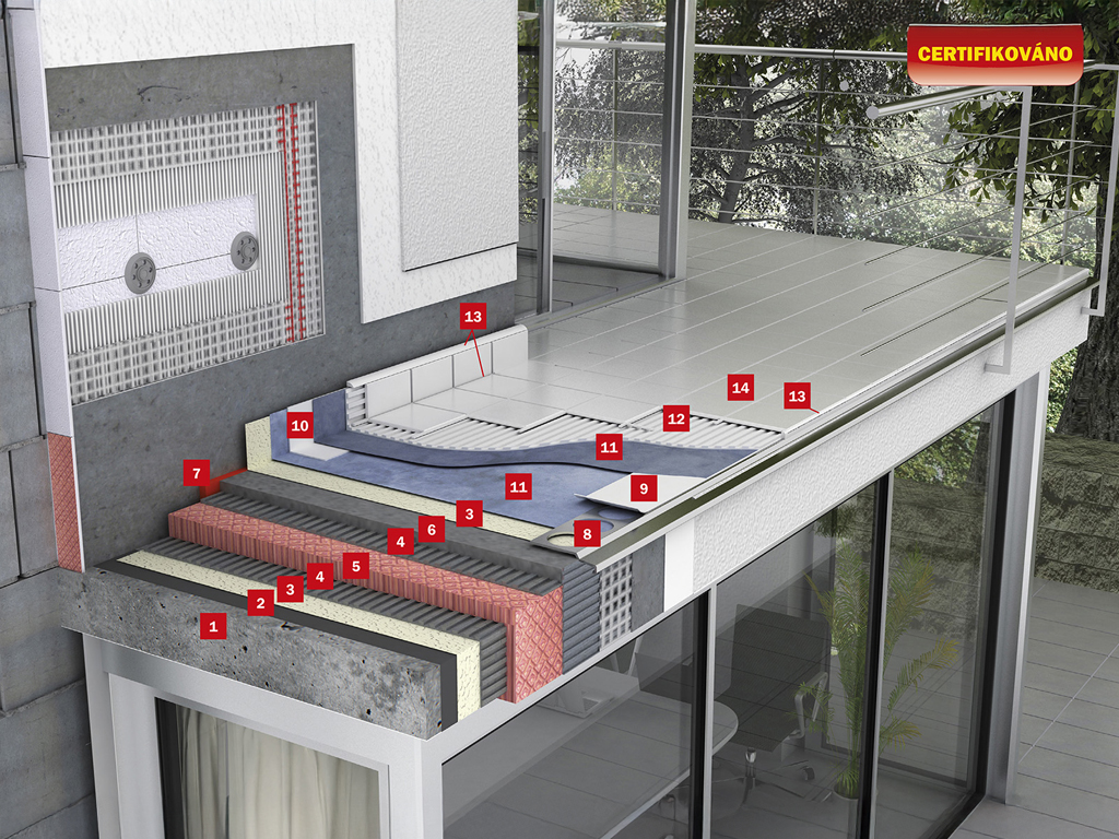 Zateplená konstrukce terasy